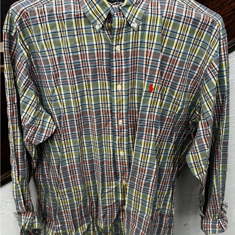 Large Ralph Lauren Men's Multicolor Plaid button down Blake Shirt Easter